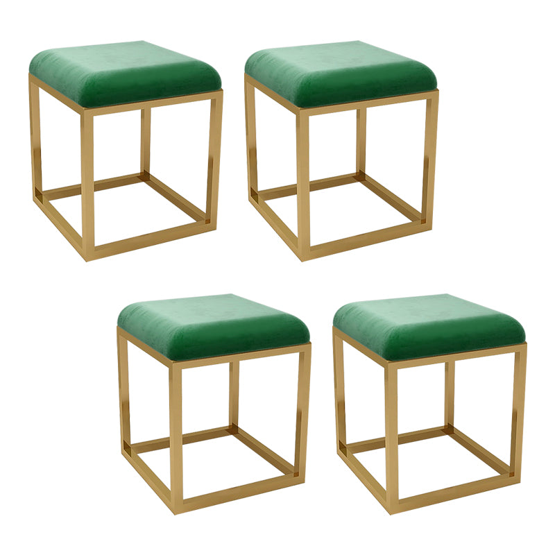 Contemporary Pouf Ottoman Fabric Solid Color Metal Frame Square Ottoman