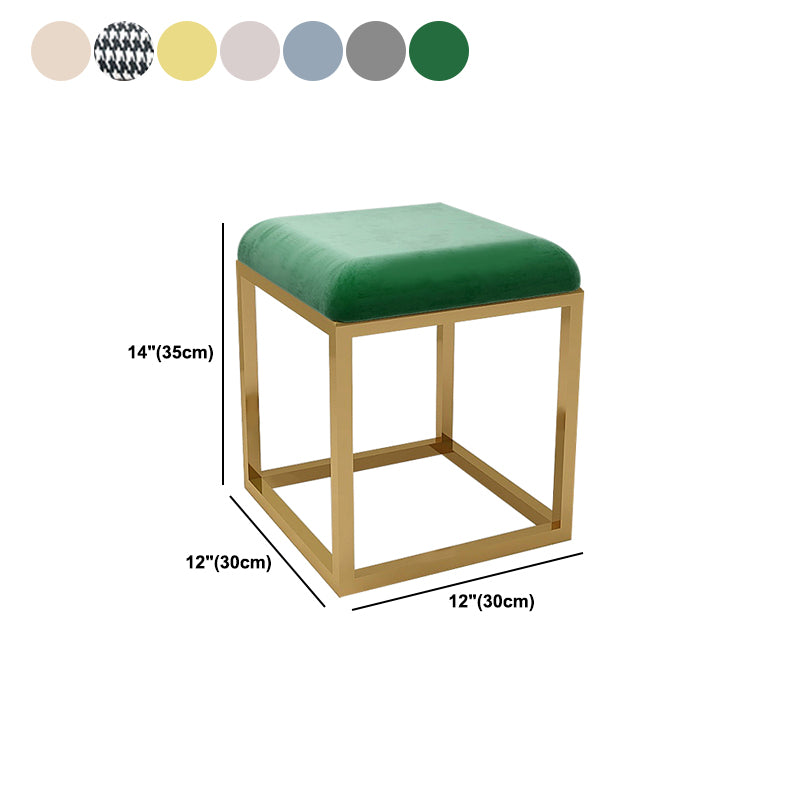 Contemporary Pouf Ottoman Fabric Solid Color Metal Frame Square Ottoman