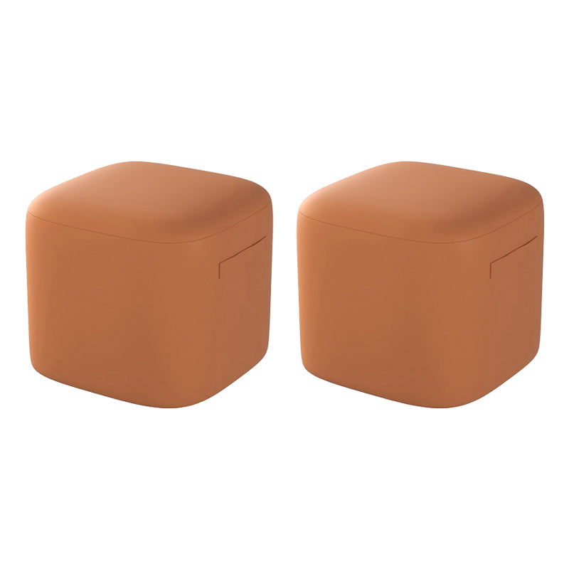 Trendy Square Leather Ottoman Plain Waterproof Indoor Foot Cube Ottoman Stool