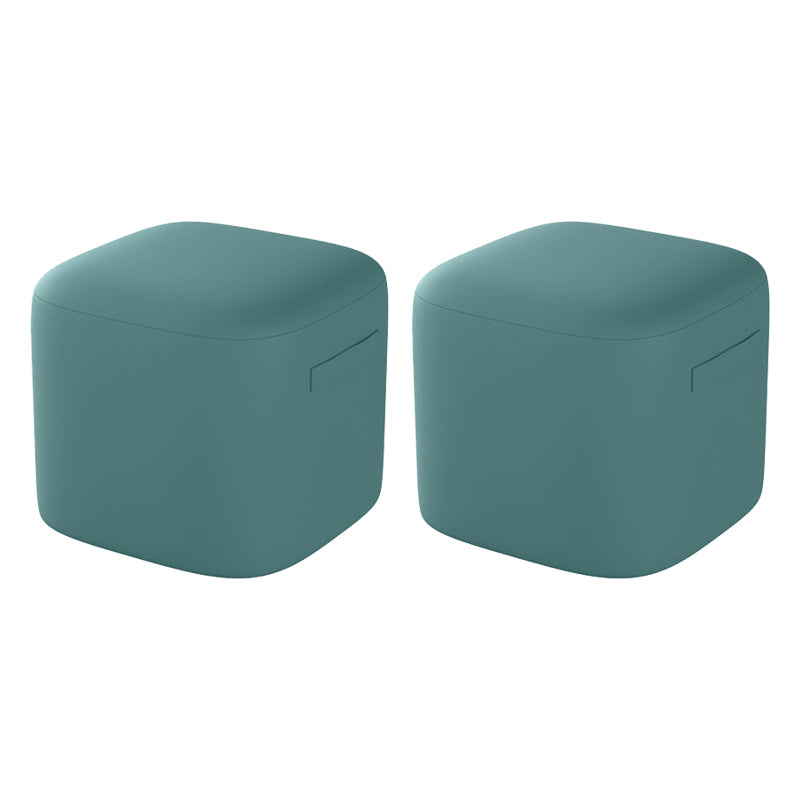 Trendy Square Leather Ottoman Plain Waterproof Indoor Foot Cube Ottoman Stool