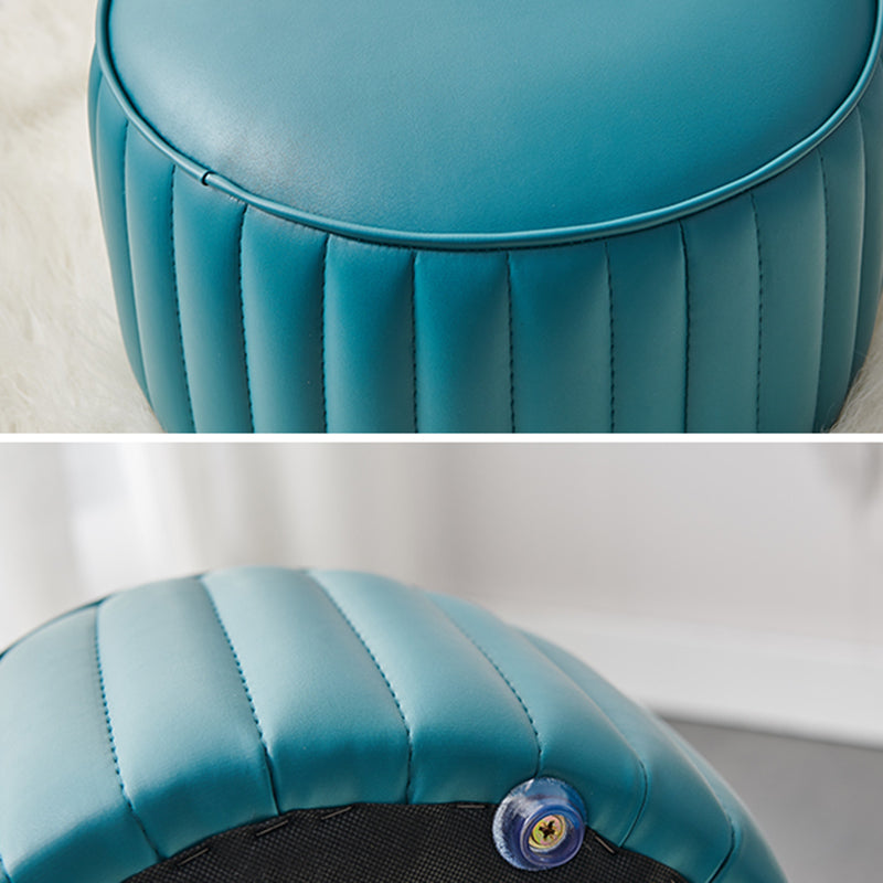 Modern Faux Leather Ottoman Solid Color Round Pouf Ottoman for Living Room