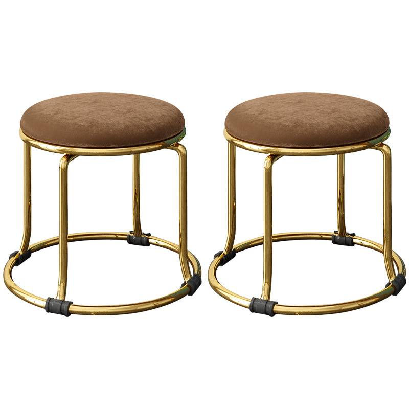 Scratch Resistant Round Standard Solid Color Cotton Ottoman for Living Room