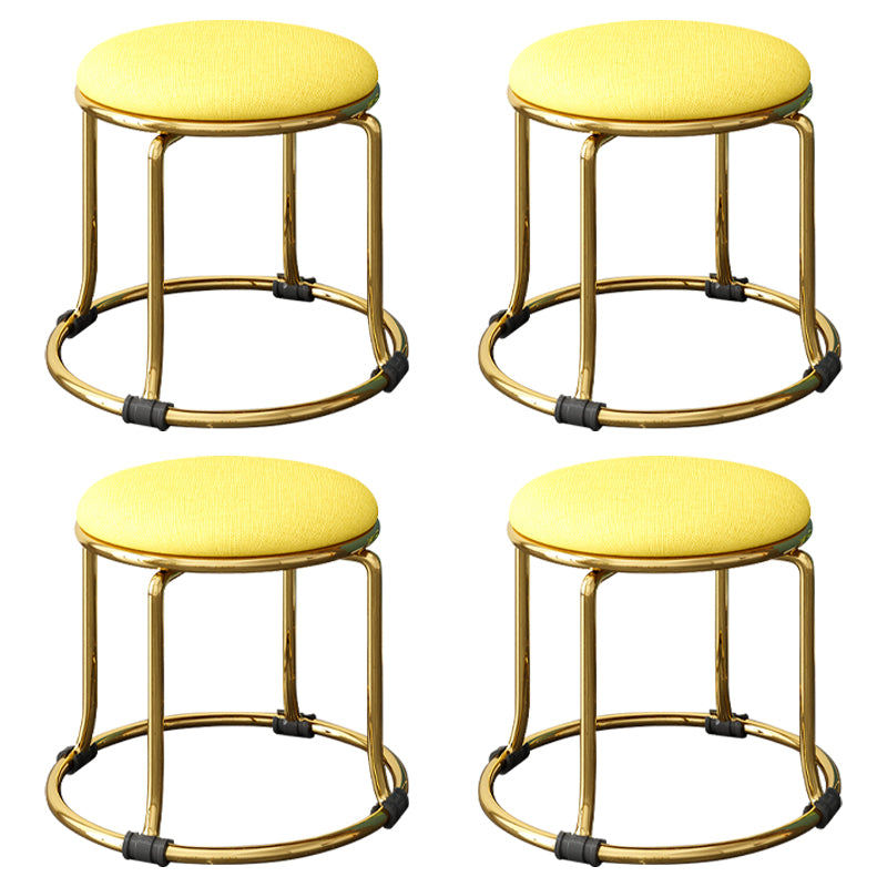 Scratch Resistant Round Standard Solid Color Cotton Ottoman for Living Room