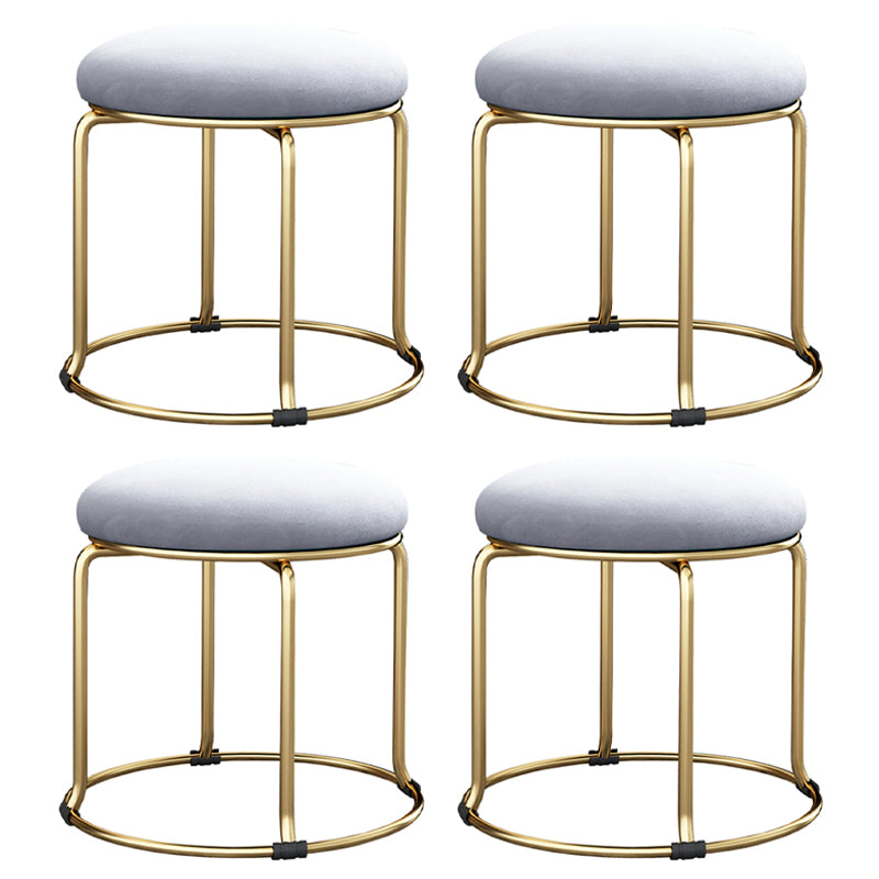 Glam Velvet Chair Ottoman Cylinder Shape Metal Frame Mildew Resistant Ottoman Stool