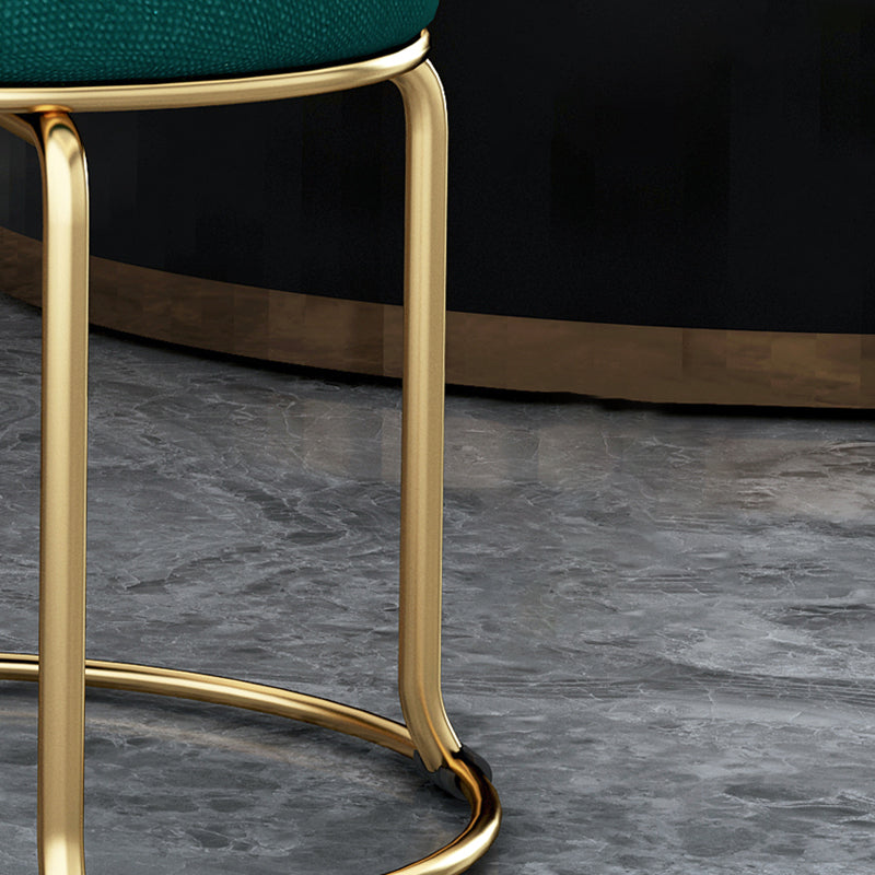 Glam Velvet Chair Ottoman Cylinder Shape Metal Frame Mildew Resistant Ottoman Stool