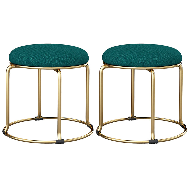 Glam Velvet Chair Ottoman Cylinder Shape Metal Frame Mildew Resistant Ottoman Stool