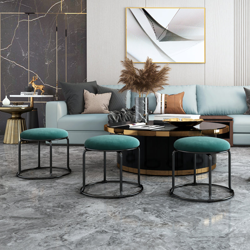 Glam Velvet Chair Ottoman Cylinder Shape Metal Frame Mildew Resistant Ottoman Stool