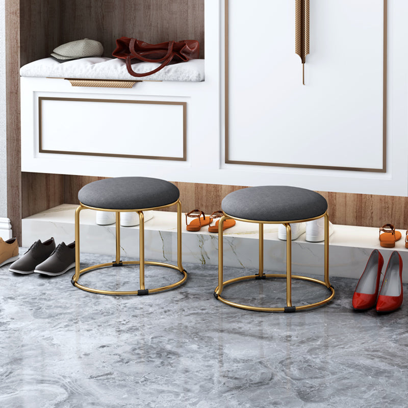 Glam Velvet Chair Ottoman Cylinder Shape Metal Frame Mildew Resistant Ottoman Stool