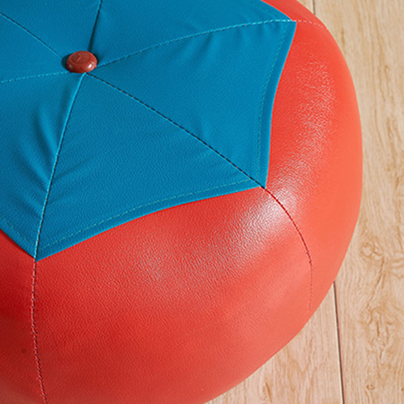 Modern Ottoman Football Pattern Faux Leather Indoor Round Pouf Chair