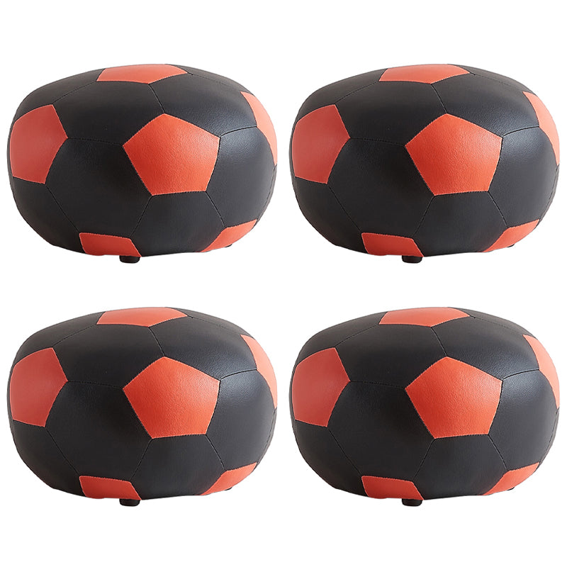 Modern Ottoman Football Pattern Faux Leather Indoor Round Pouf Chair