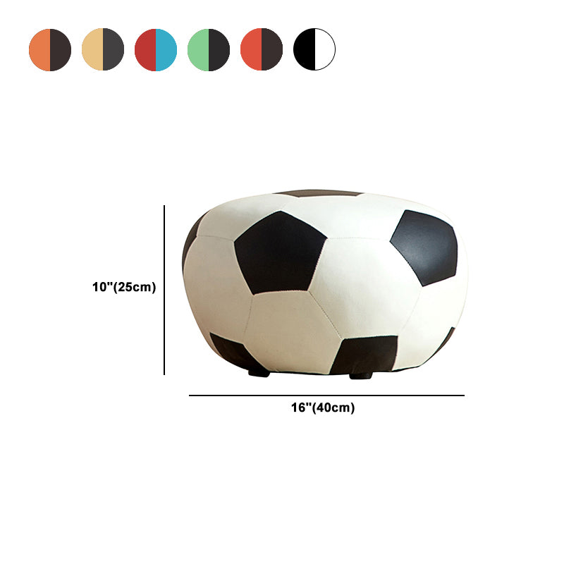 Modern Ottoman Football Pattern Faux Leather Indoor Round Pouf Chair