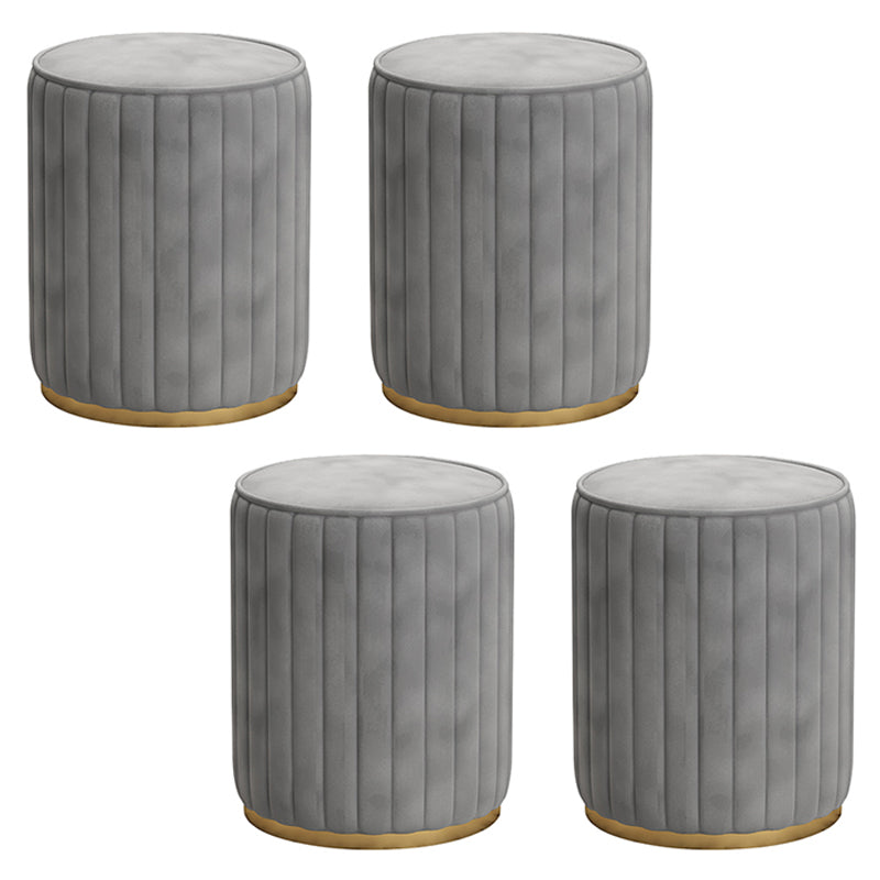 Glam Velvet Pouf Chair Tear Resistant Cylinder Shape Gold Base Ottoman Stool