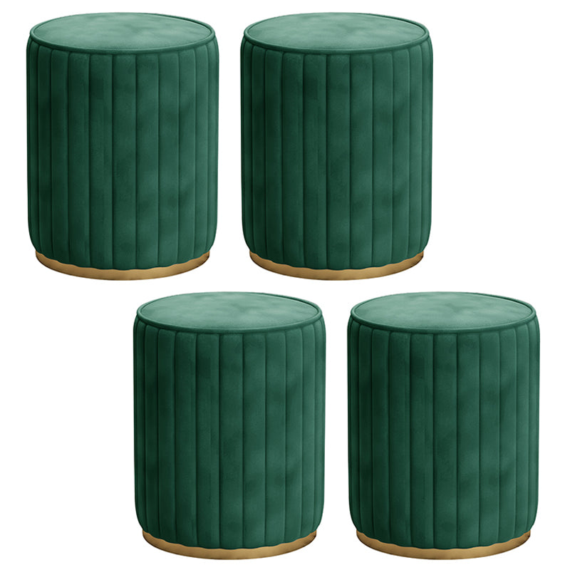 Glam Velvet Pouf Chair Tear Resistant Cylinder Shape Gold Base Ottoman Stool