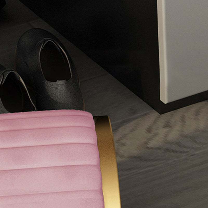 Glam Velvet Pouf Chair Tear Resistant Cylinder Shape Gold Base Ottoman Stool