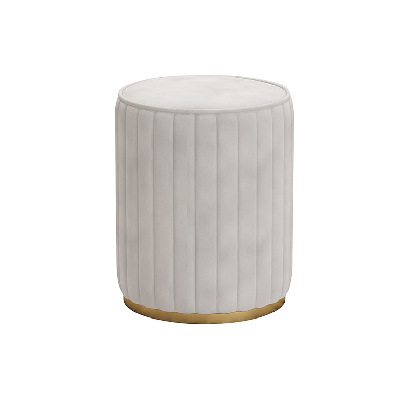 Glam Velvet Pouf Chair Tear Resistant Cylinder Shape Gold Base Ottoman Stool