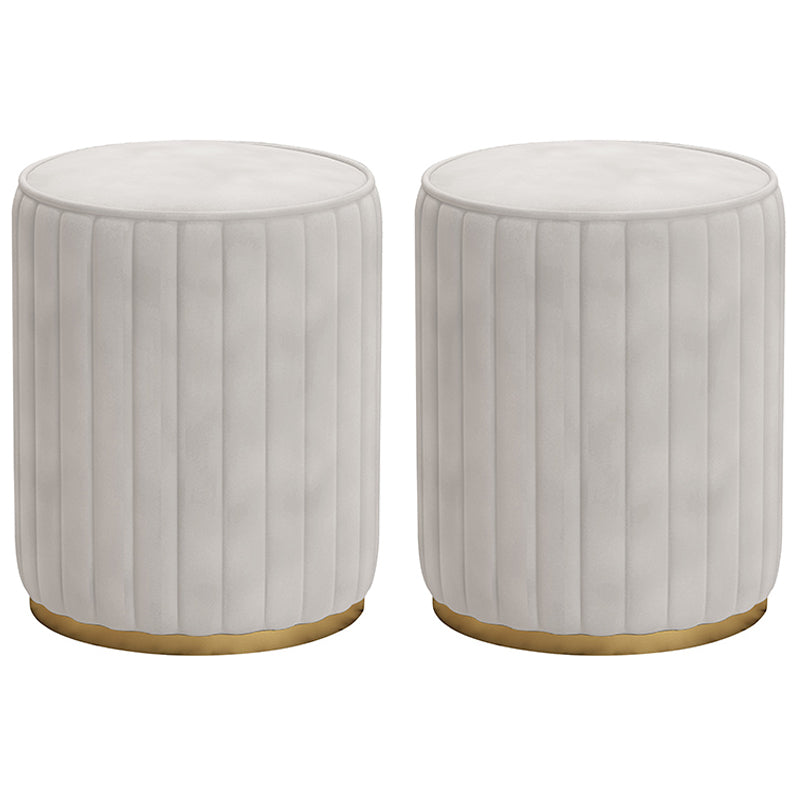 Glam Velvet Pouf Chair Tear Resistant Cylinder Shape Gold Base Ottoman Stool