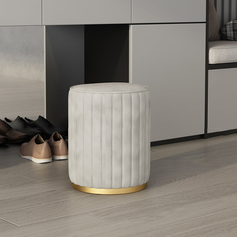 Glam Velvet Pouf Chair Tear Resistant Cylinder Shape Gold Base Ottoman Stool
