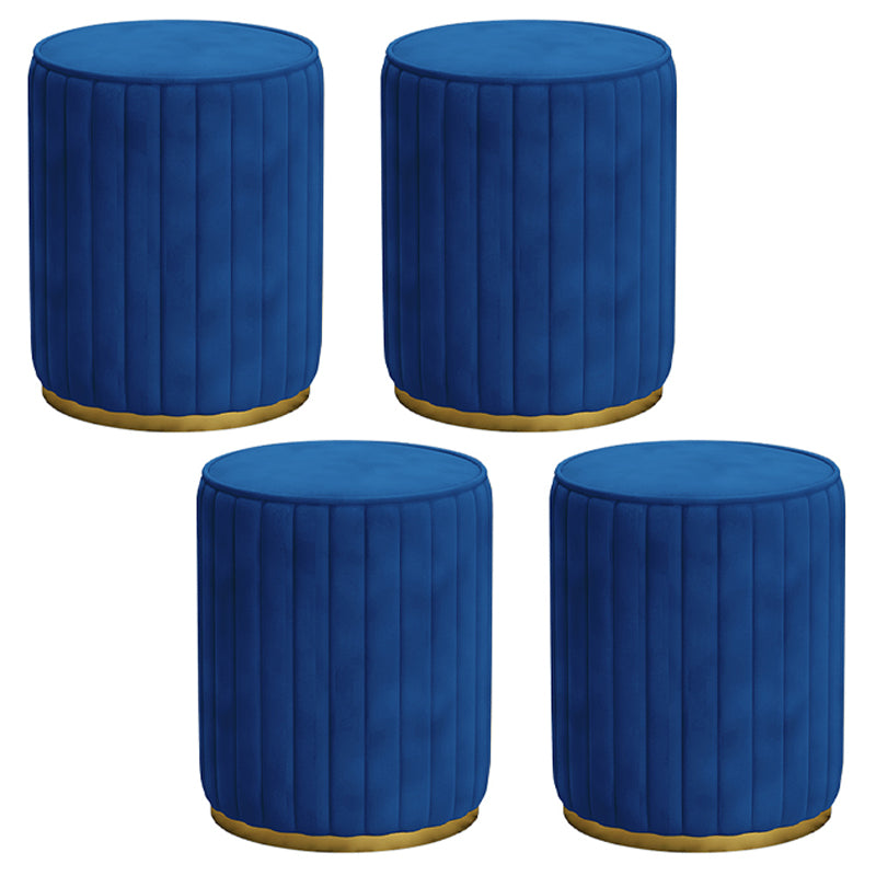 Glam Velvet Pouf Chair Tear Resistant Cylinder Shape Gold Base Ottoman Stool