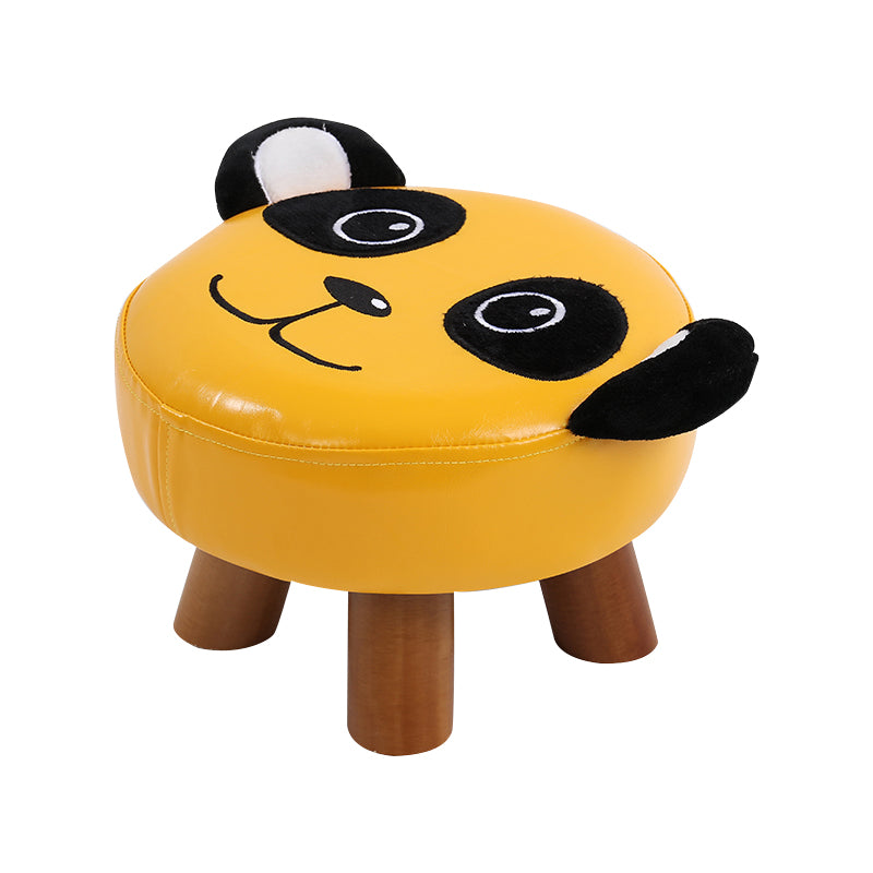 Modern Water Resistant Ottoman Specialty Shape Yellow Leather Standard