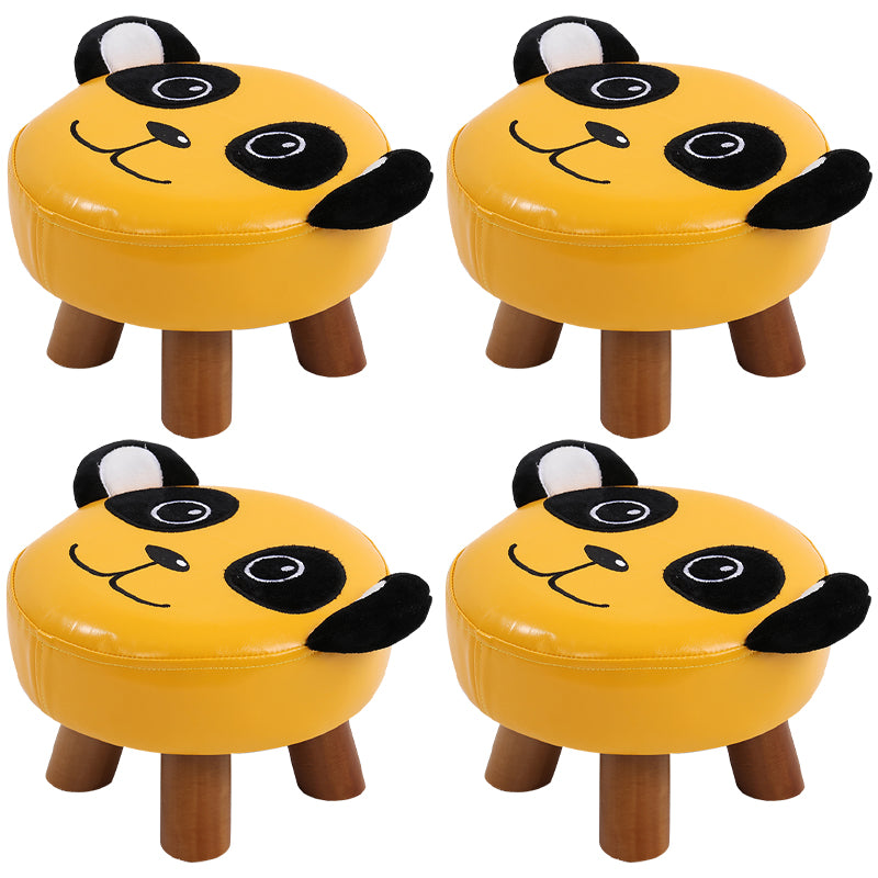 Modern Water Resistant Ottoman Specialty Shape Yellow Leather Standard