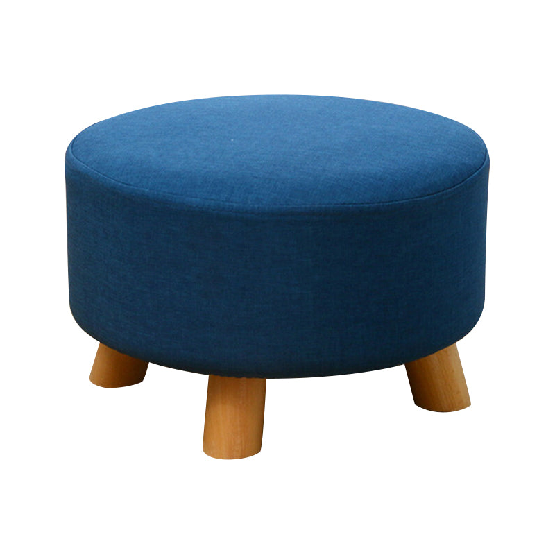Contemporary Round Ottoman Footrest Plain Cotton Fade Resistant Sherpa Pouf