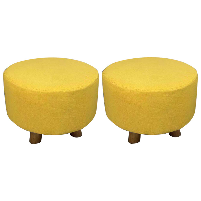 Contemporary Round Ottoman Footrest Plain Cotton Fade Resistant Sherpa Pouf
