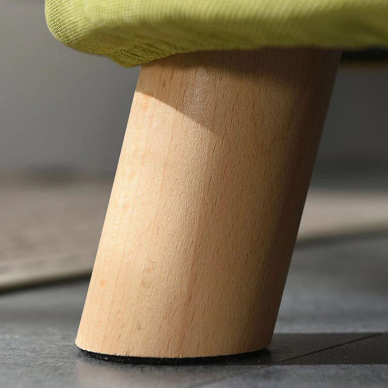 Contemporary Round Ottoman Footrest Plain Cotton Fade Resistant Sherpa Pouf