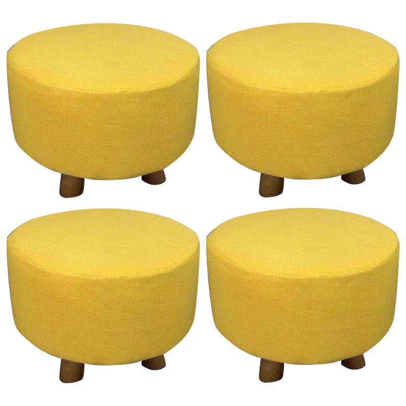 Contemporary Round Ottoman Footrest Plain Cotton Fade Resistant Sherpa Pouf