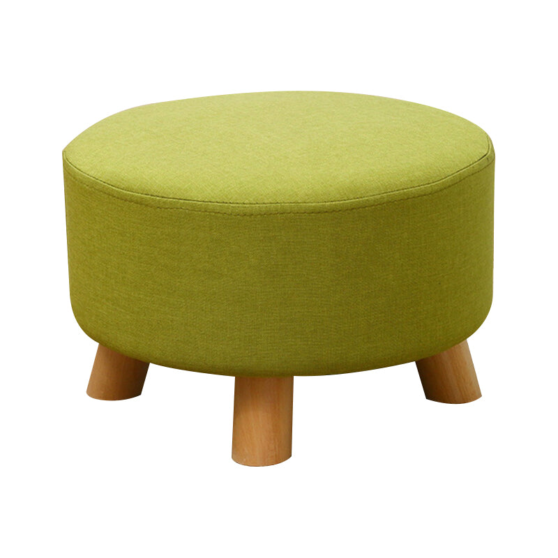 Contemporary Round Ottoman Footrest Plain Cotton Fade Resistant Sherpa Pouf