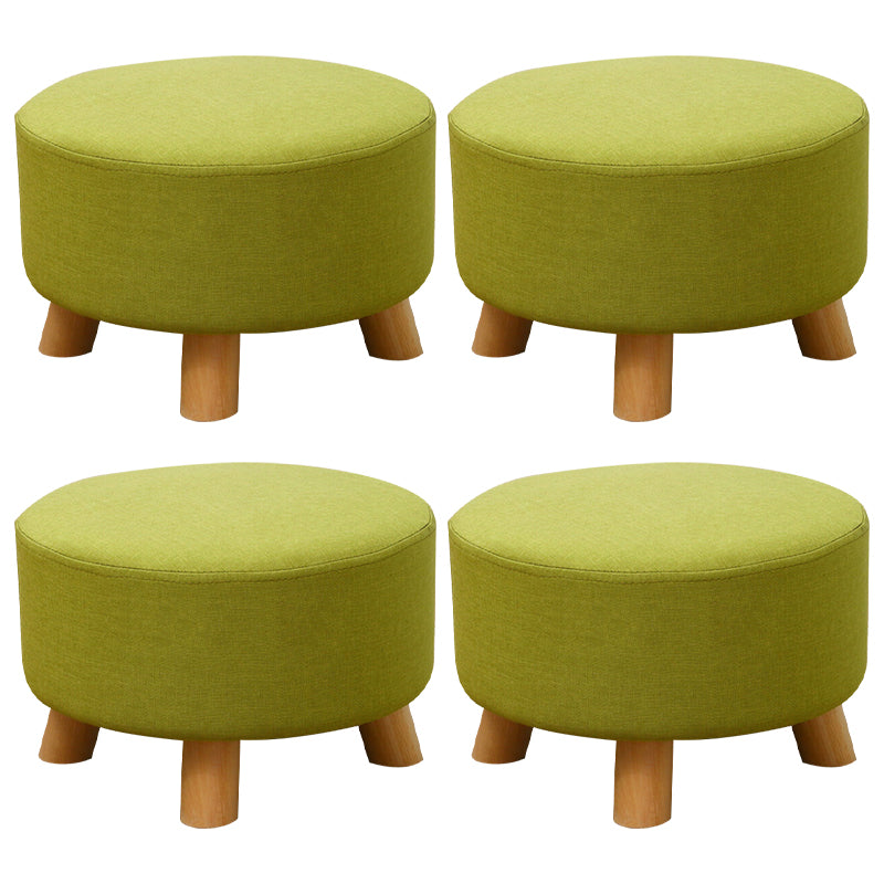 Contemporary Round Ottoman Footrest Plain Cotton Fade Resistant Sherpa Pouf