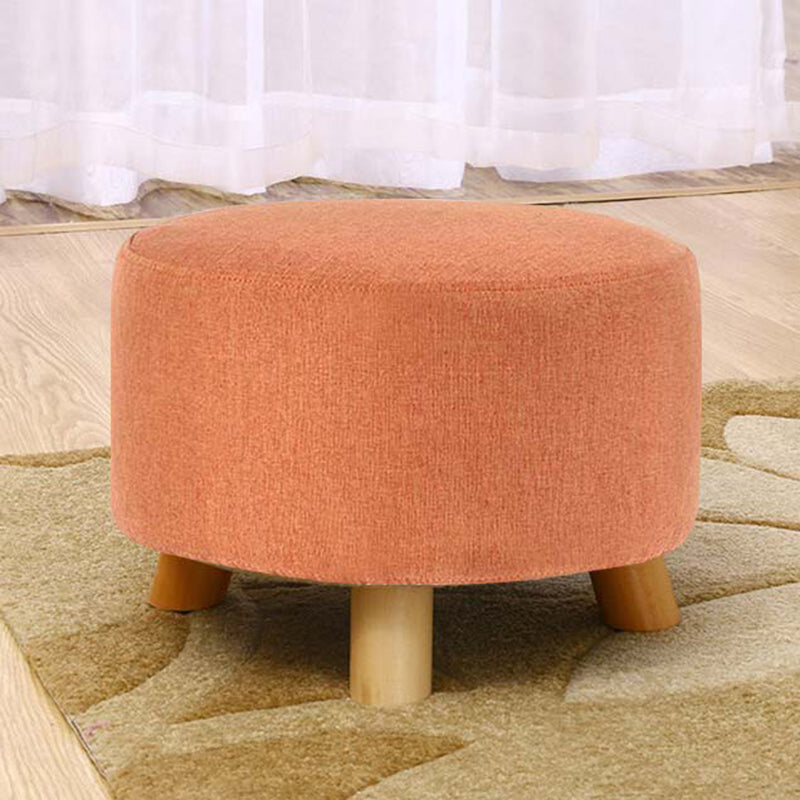 Contemporary Round Ottoman Footrest Plain Cotton Fade Resistant Sherpa Pouf