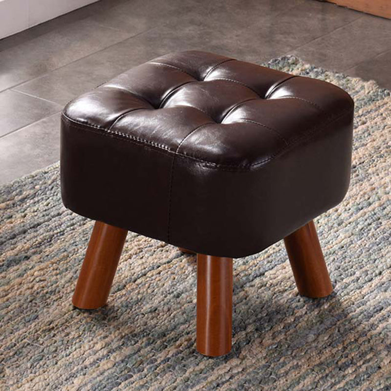 Modern Tufted Ottoman Water Resistant Genuine Leather Square Footstools Ottoman