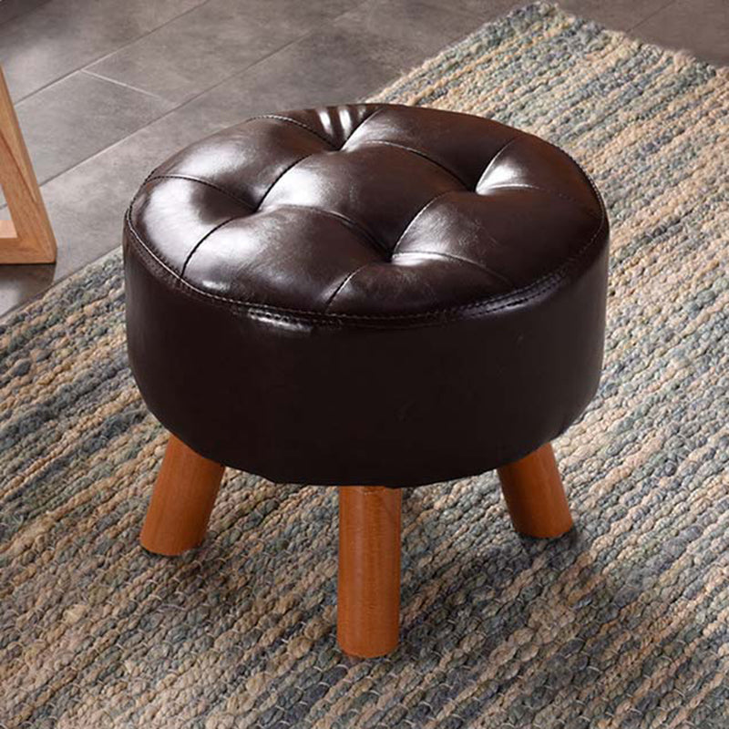 Modern Tufted Ottoman Water Resistant Genuine Leather Square Footstools Ottoman