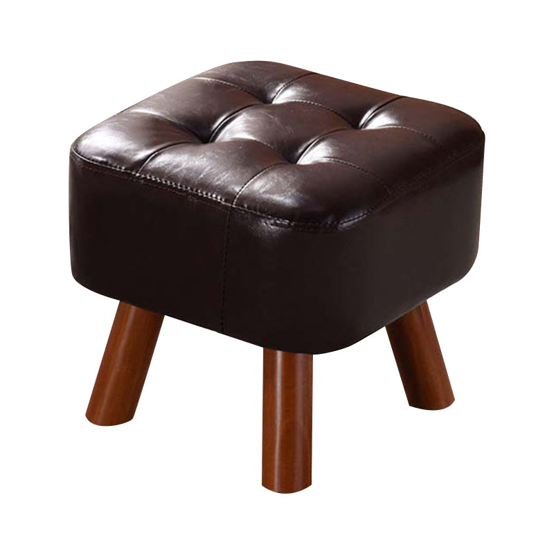 Modern Tufted Ottoman Water Resistant Genuine Leather Square Footstools Ottoman