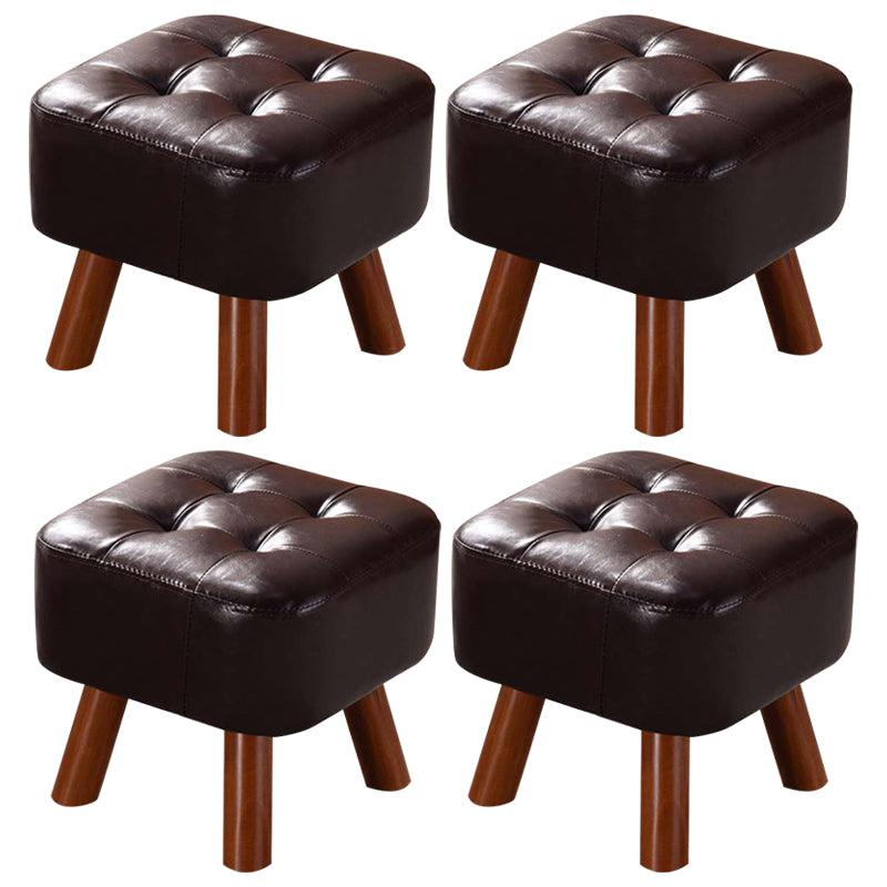Modern Tufted Ottoman Water Resistant Genuine Leather Square Footstools Ottoman