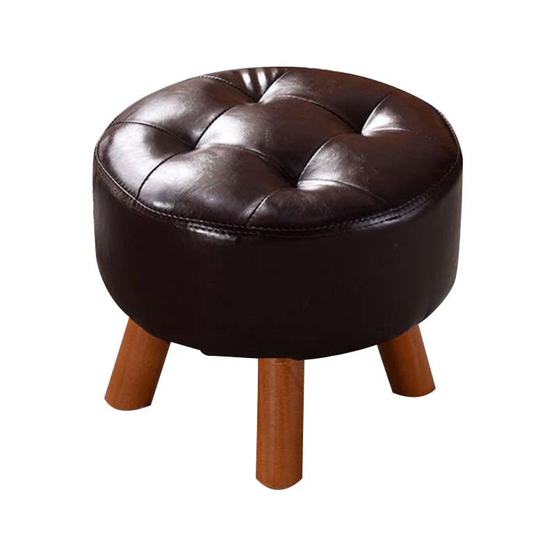Modern Tufted Ottoman Water Resistant Genuine Leather Square Footstools Ottoman