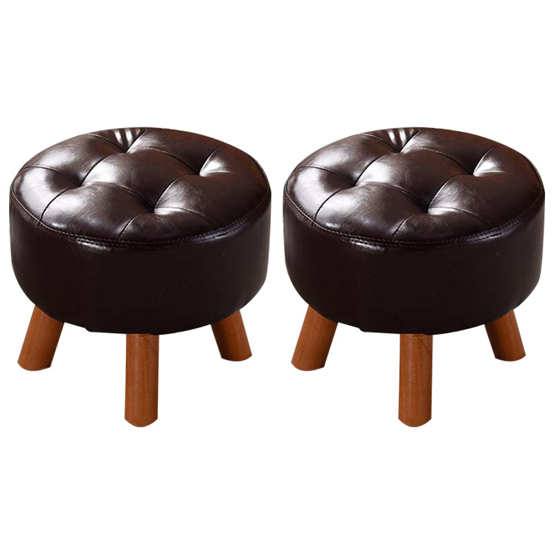 Modern Tufted Ottoman Water Resistant Genuine Leather Square Footstools Ottoman