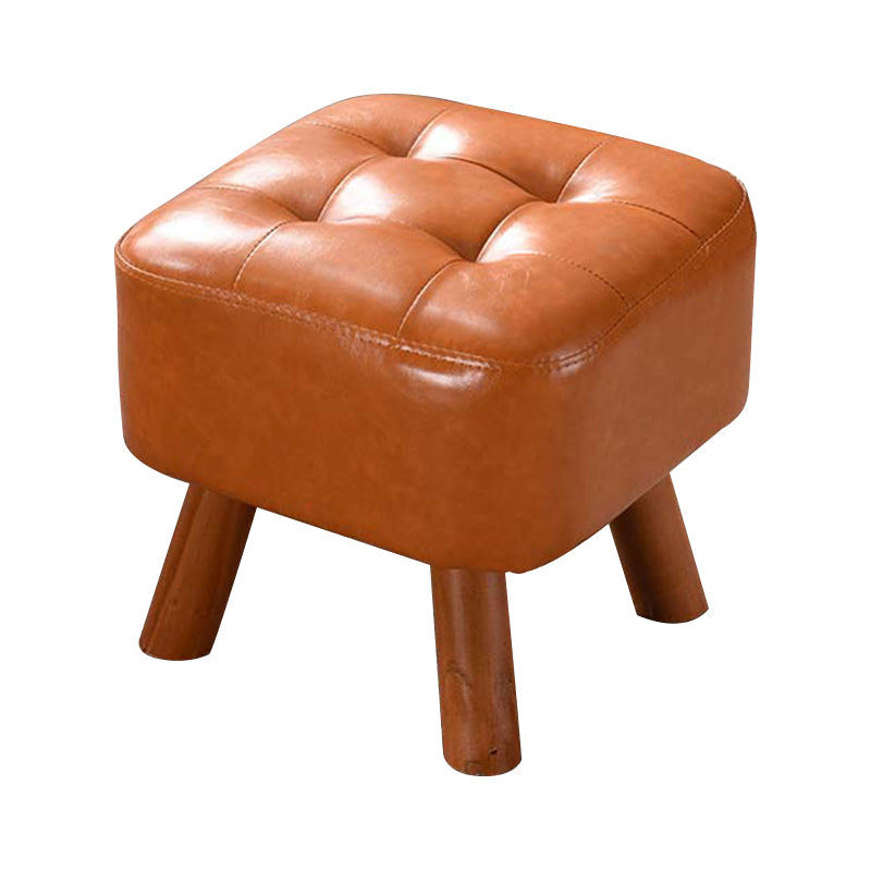 Modern Tufted Ottoman Water Resistant Genuine Leather Square Footstools Ottoman