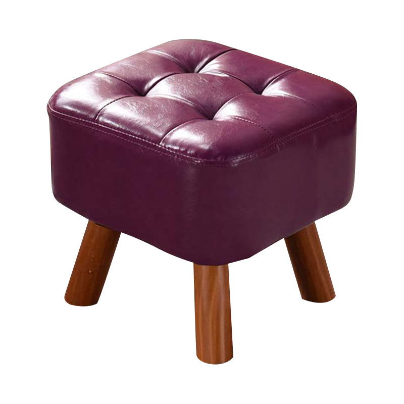Modern Tufted Ottoman Water Resistant Genuine Leather Square Footstools Ottoman