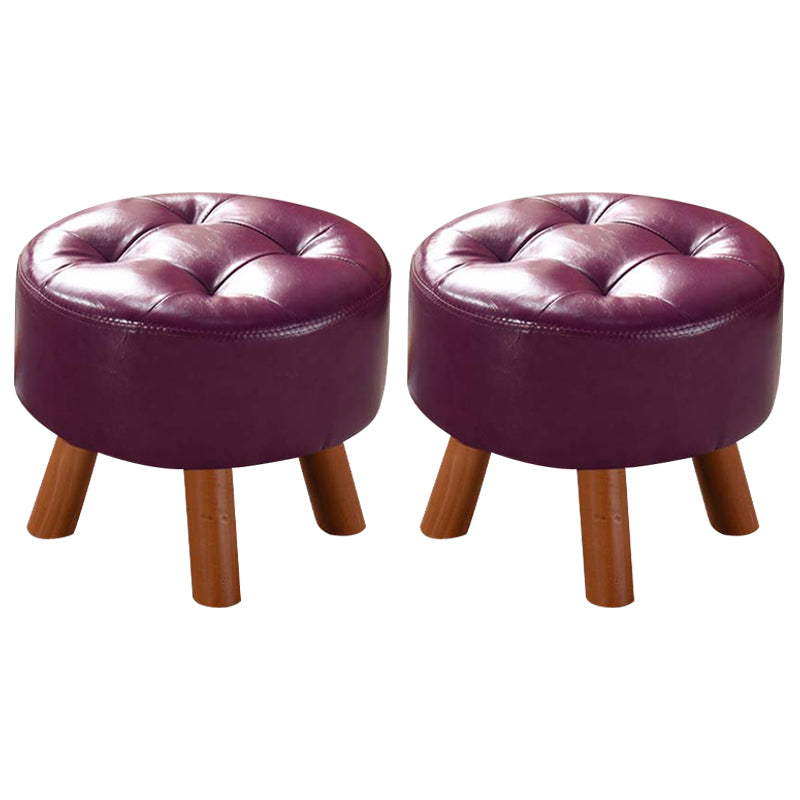 Modern Tufted Ottoman Water Resistant Genuine Leather Square Footstools Ottoman
