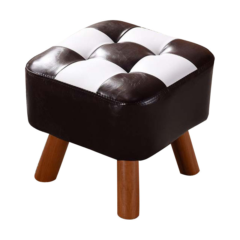 Modern Tufted Ottoman Water Resistant Genuine Leather Square Footstools Ottoman