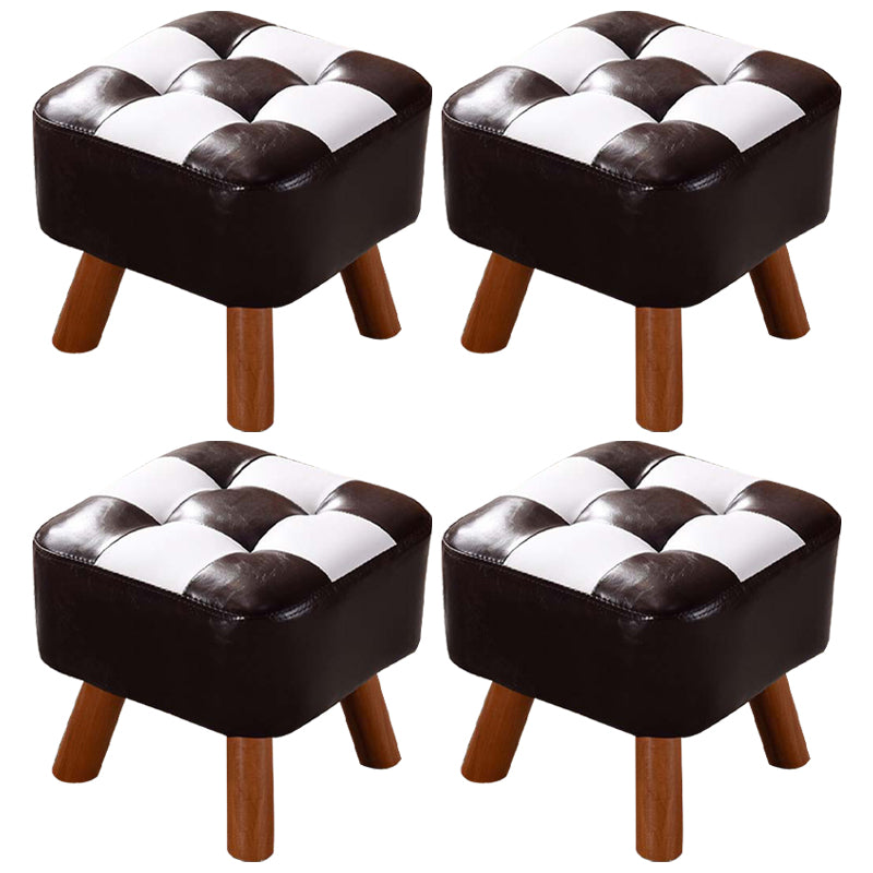 Modern Tufted Ottoman Water Resistant Genuine Leather Square Footstools Ottoman