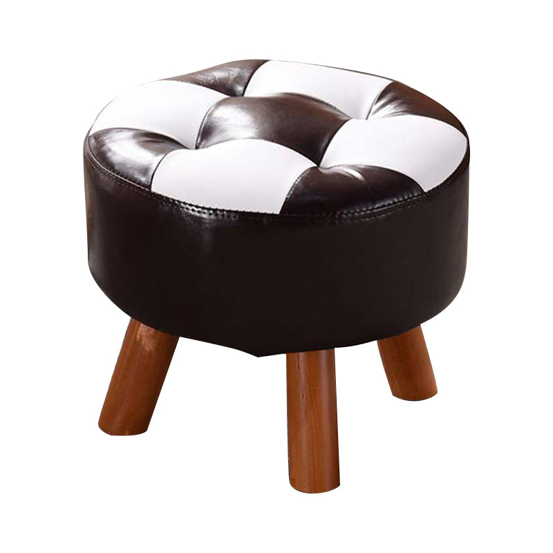 Modern Tufted Ottoman Water Resistant Genuine Leather Square Footstools Ottoman