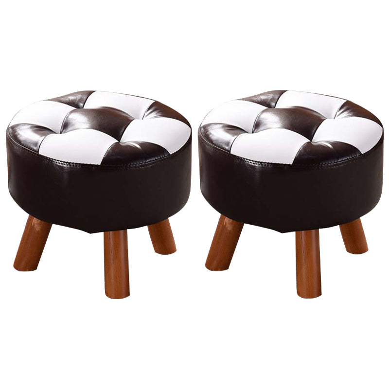 Modern Tufted Ottoman Water Resistant Genuine Leather Square Footstools Ottoman