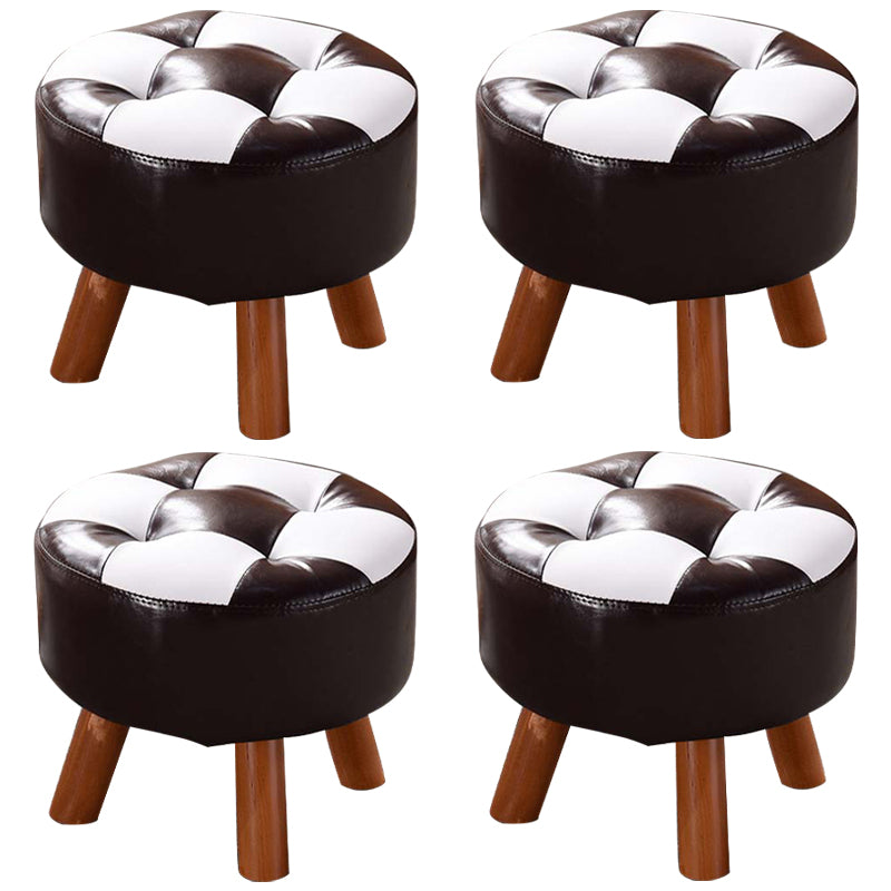 Modern Tufted Ottoman Water Resistant Genuine Leather Square Footstools Ottoman