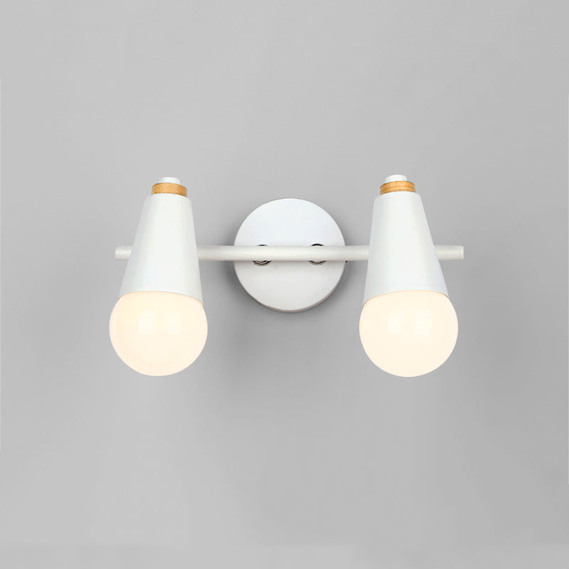 Modern Wood Wall Sconce Geometric Shape Wall Light with Metal Shade for Bedroom