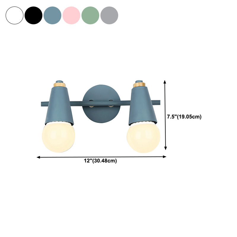 Modern Wood Wall Sconce Geometric Shape Wall Light with Metal Shade for Bedroom