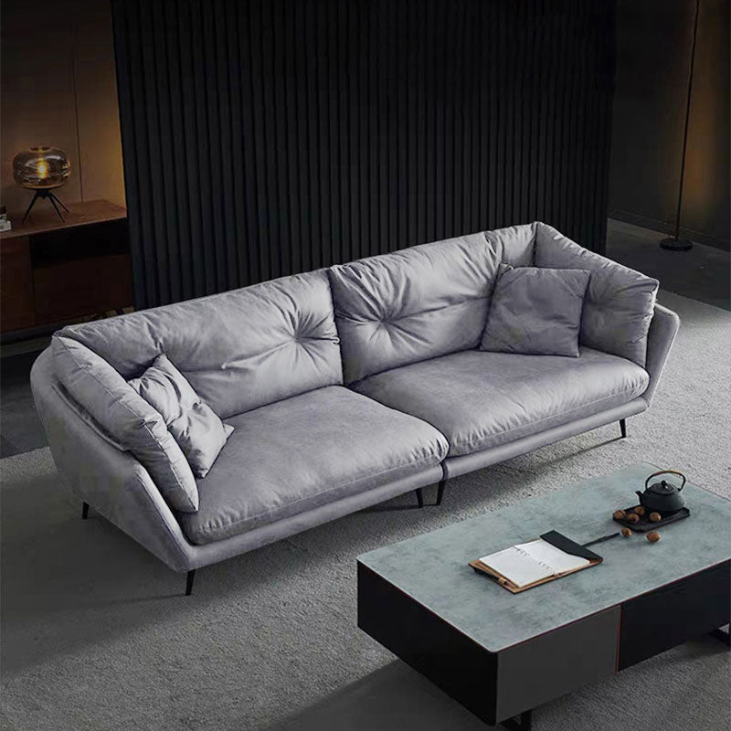 Faux Leather Tufted Contemporary Flared Arm Stain Resistant Sofa Couch