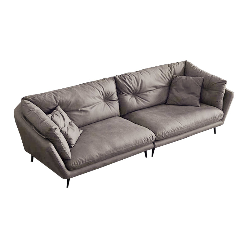 Faux Leather Tufted Contemporary Flared Arm Stain Resistant Sofa Couch
