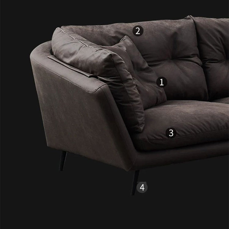 Faux Leather Tufted Contemporary Flared Arm Stain Resistant Sofa Couch
